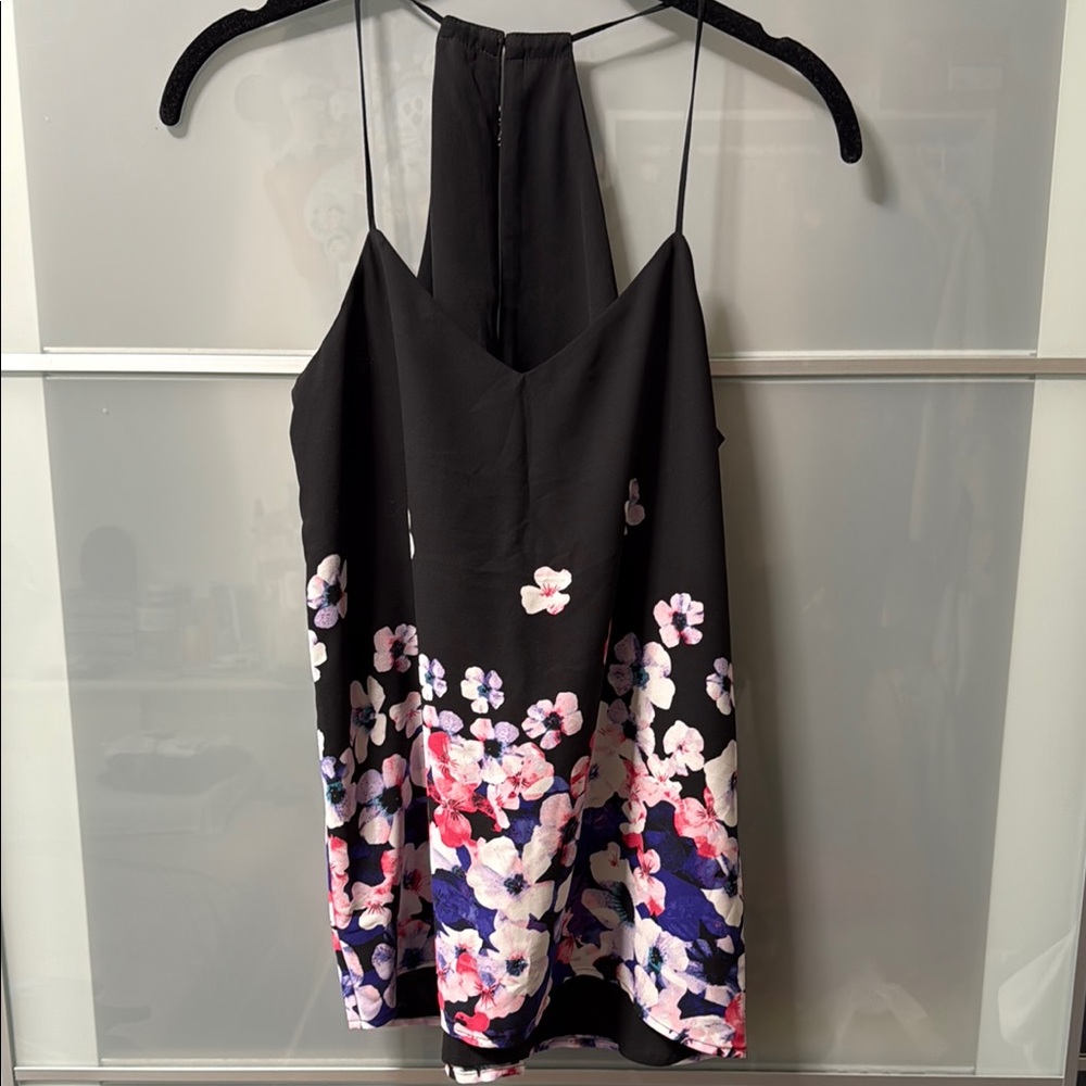 Express Black Floral Tank Top